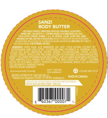 Zi Sanzi Organic Body Butter 6.9 oz Tub